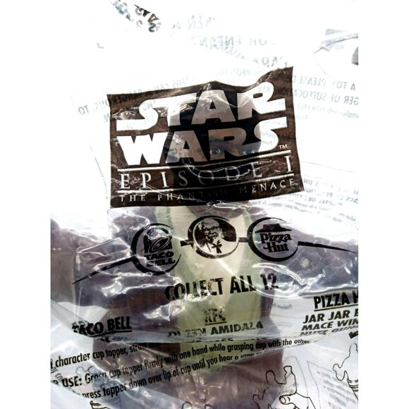 2 Mace Windu Star Wars Episode I Phantom Menace Fast Food Cups Tops Straw 1999 - Picture 11 of 15